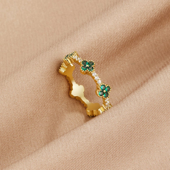 Anillo cristal trébol de cuatro hojas