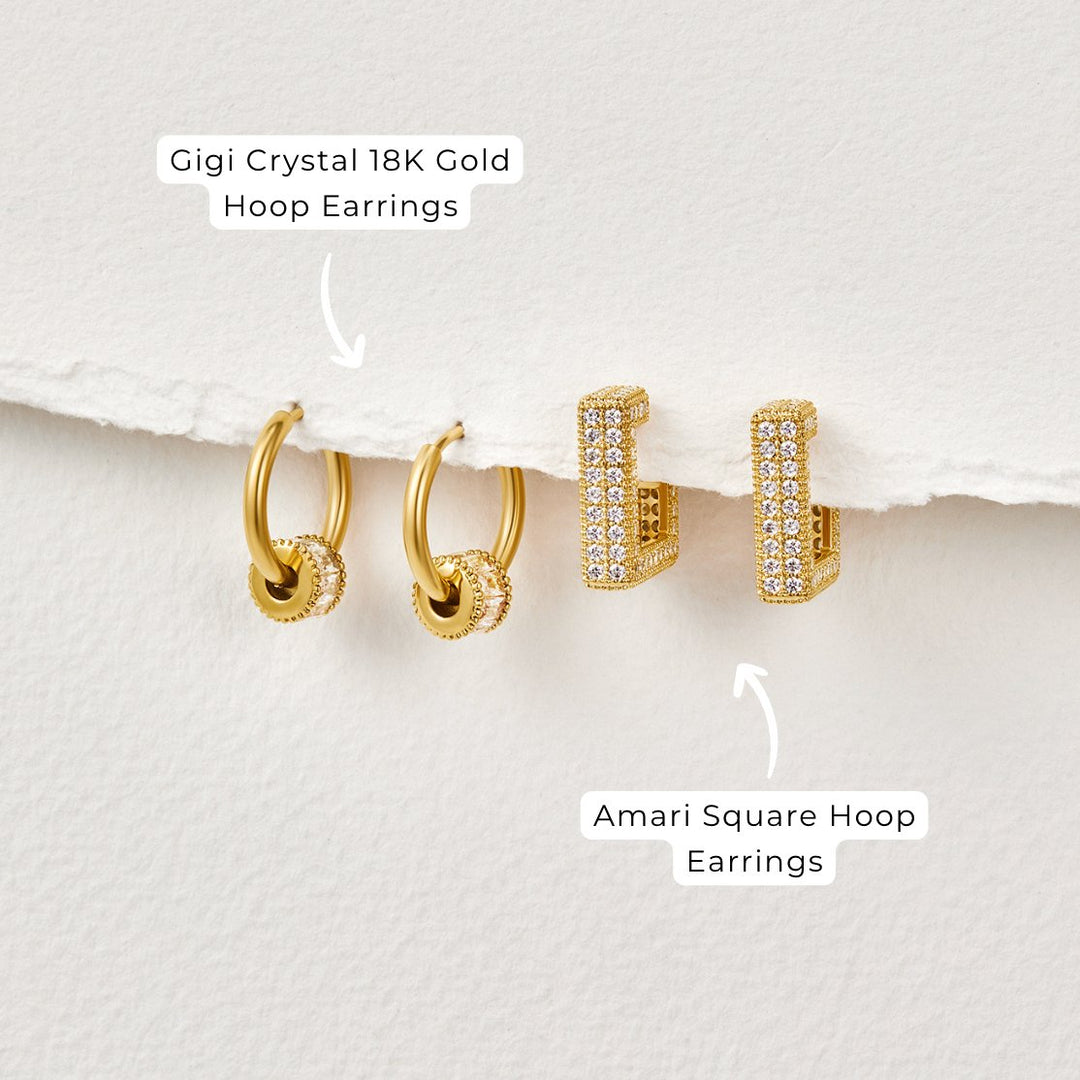 Pendientes Gigi de cristal dorado 18K
