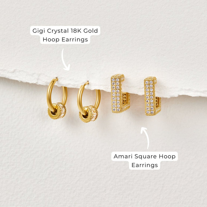 Pendientes Gigi de cristal dorado 18K