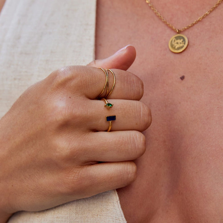 Anillo dorado amor cristal