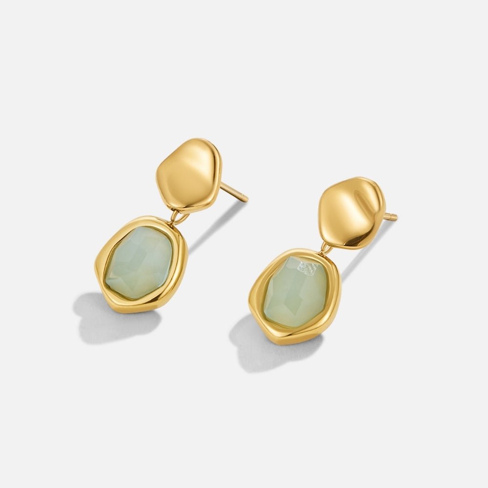 Pendientes colgantes dorados aguamarina