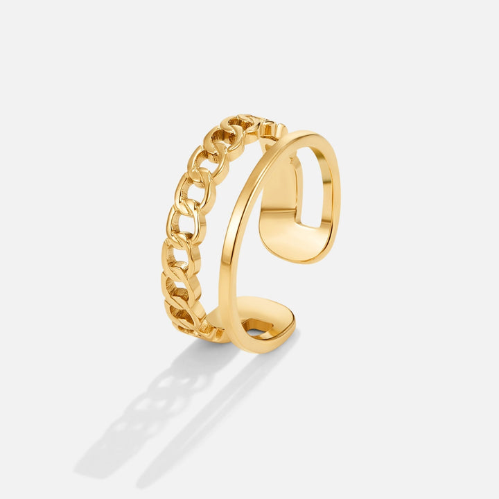 Anillo dorado cadena texturizado