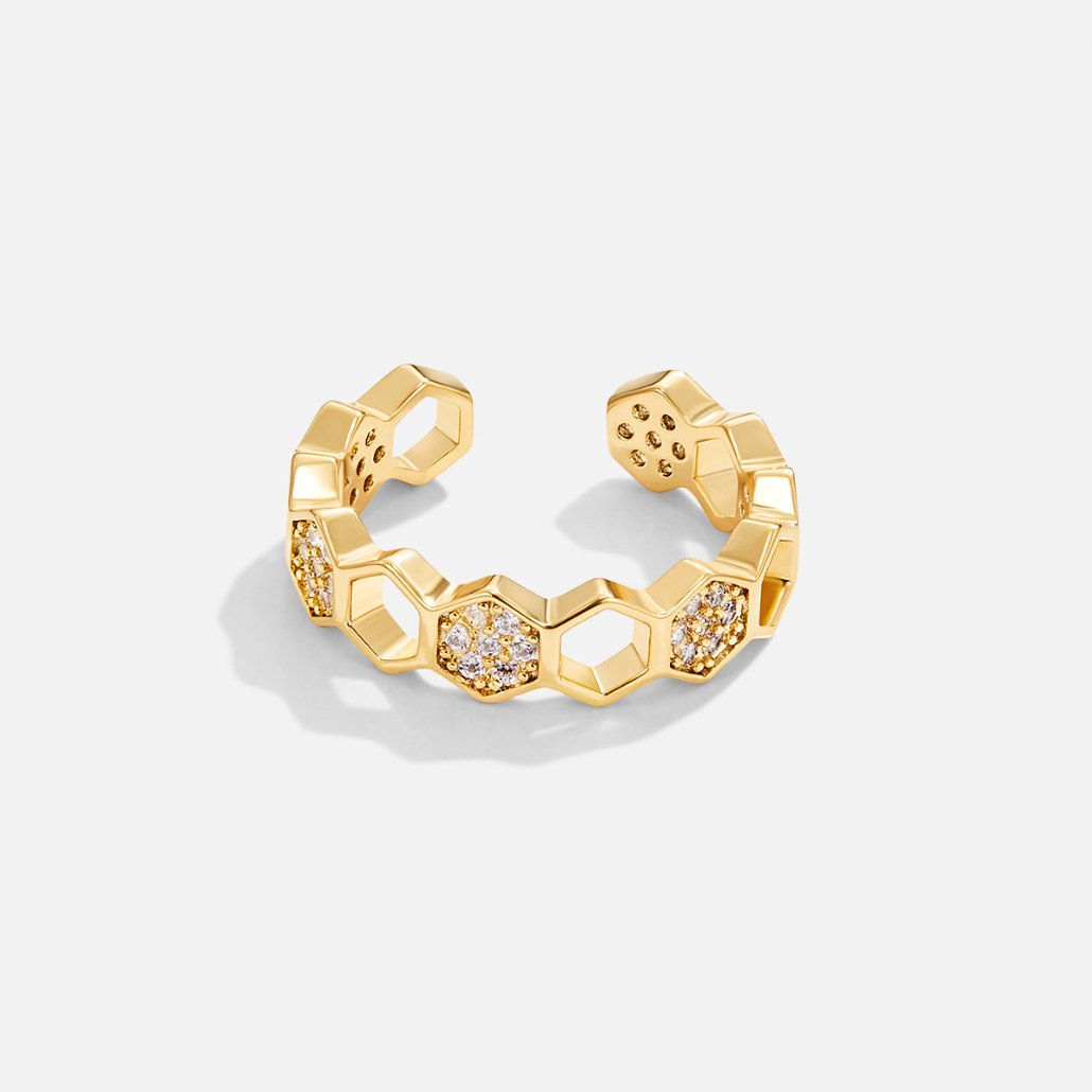 Anillo dorado cristal pavée