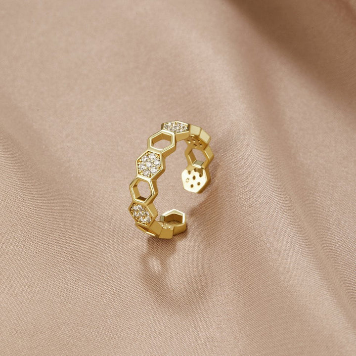 Anillo dorado cristal pavée