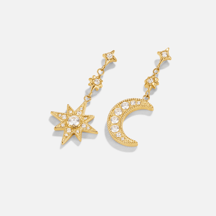 Pendientes dorados Luna & Estrellas de cristal