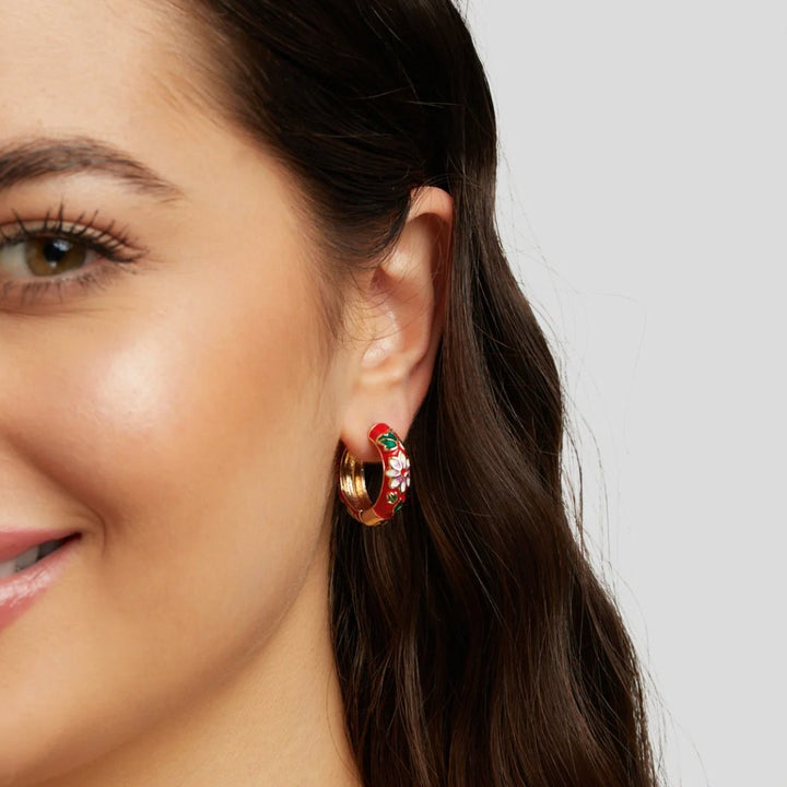 Pendientes dorados flores