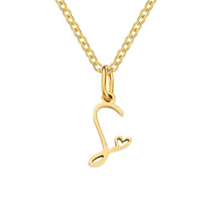 Collar dorado de corazón con inicial