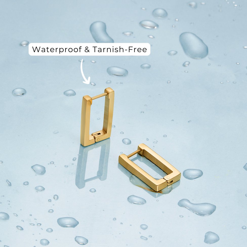 Pendientes dorados rectangulares