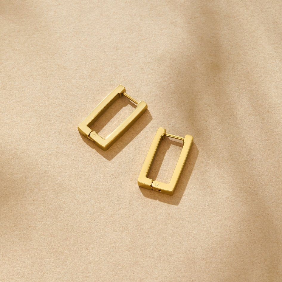 Pendientes dorados rectangulares