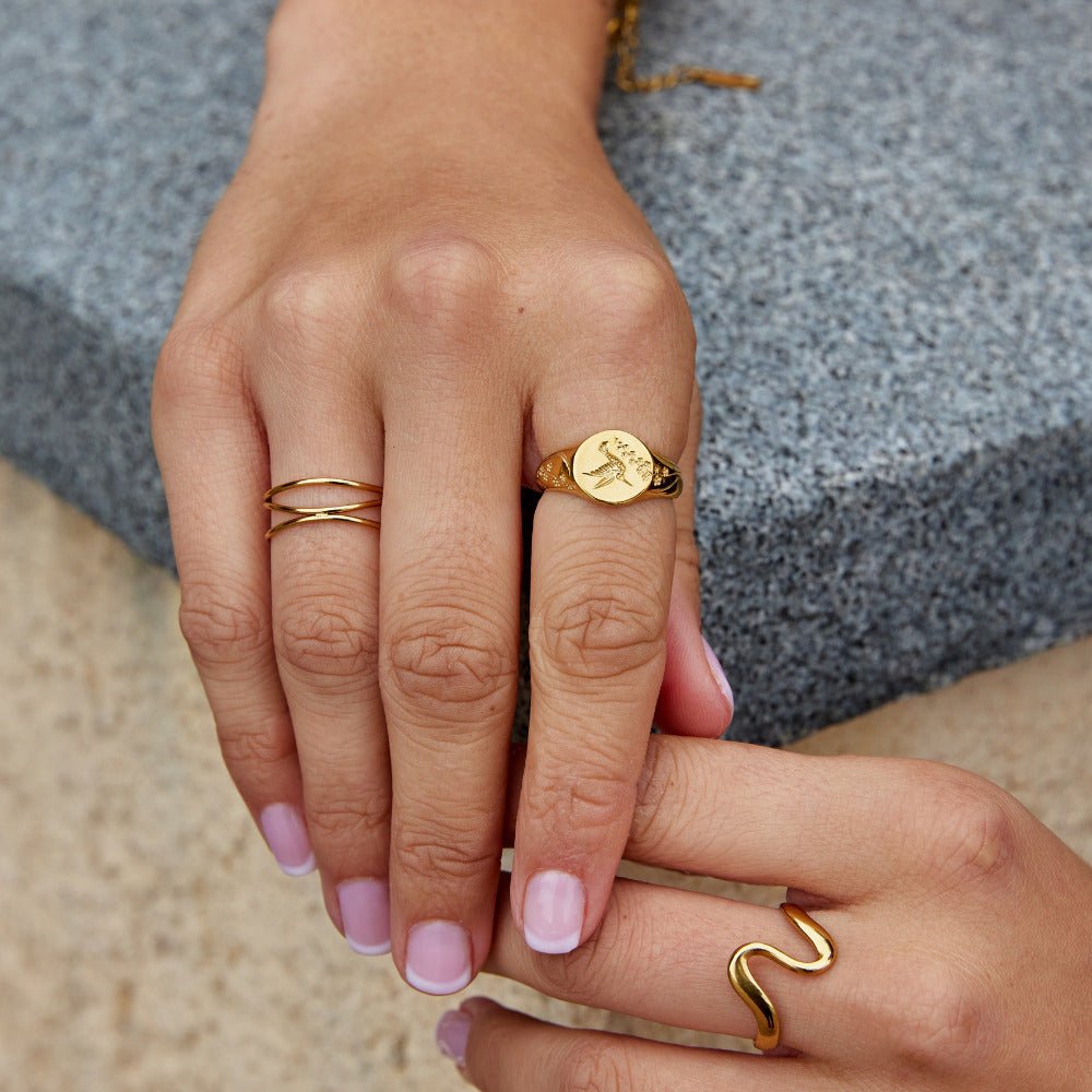 Anillo dorado colibri