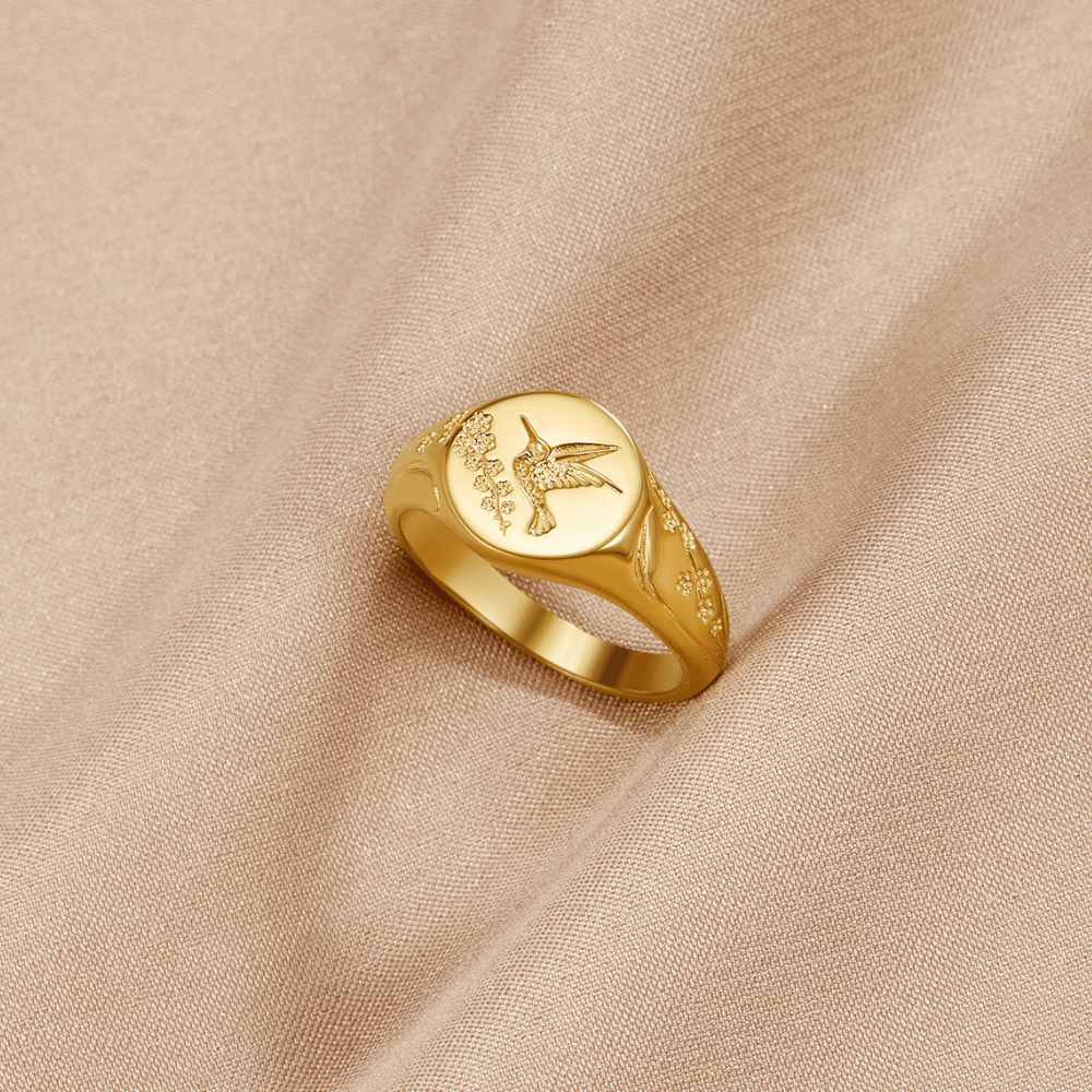 Anillo dorado colibri