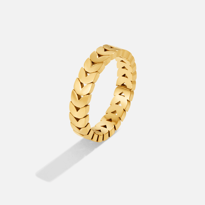 Anillo dorado olivo hoja