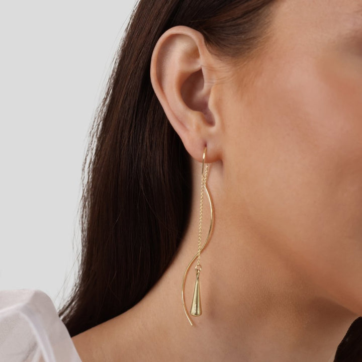 Pendientes gota dorados con colgante
