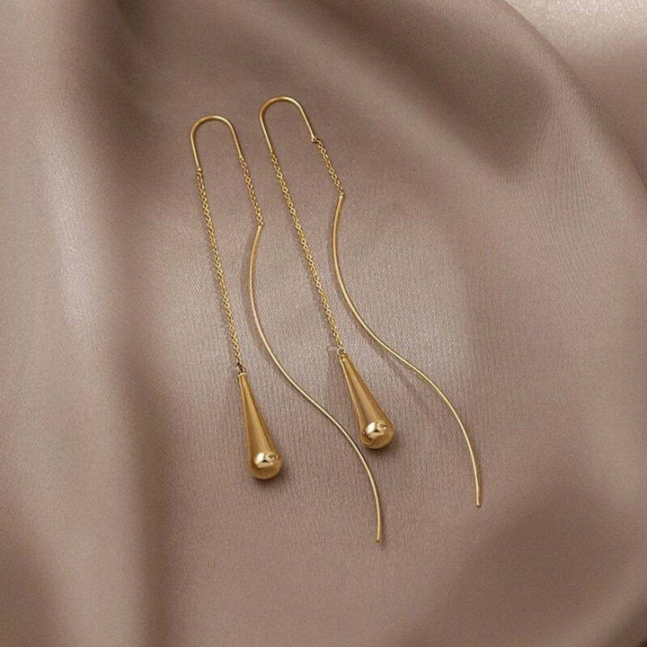 Pendientes gota dorados con colgante