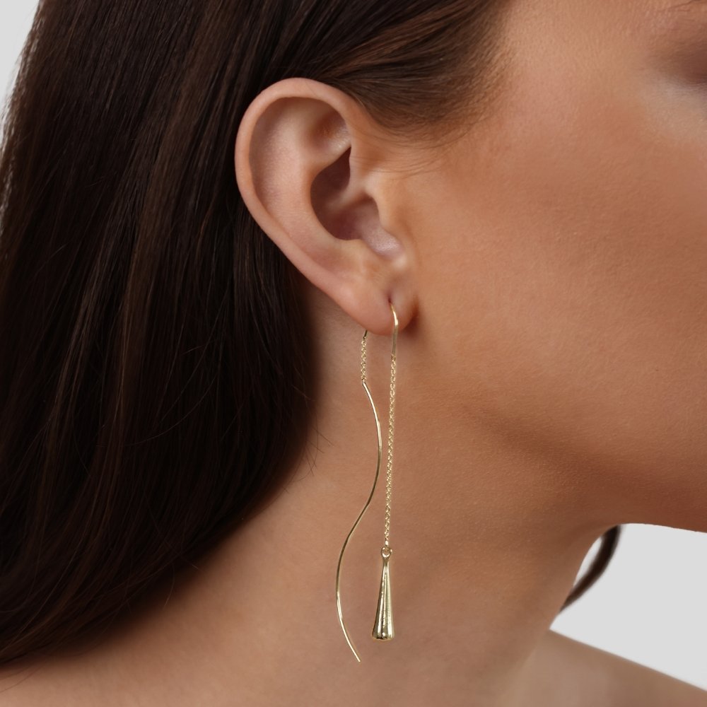 Pendientes gota dorados con colgante