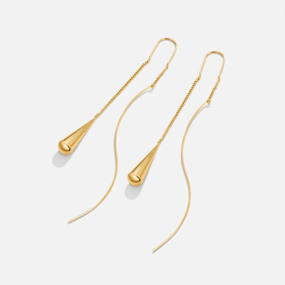 Pendientes gota dorados con colgante