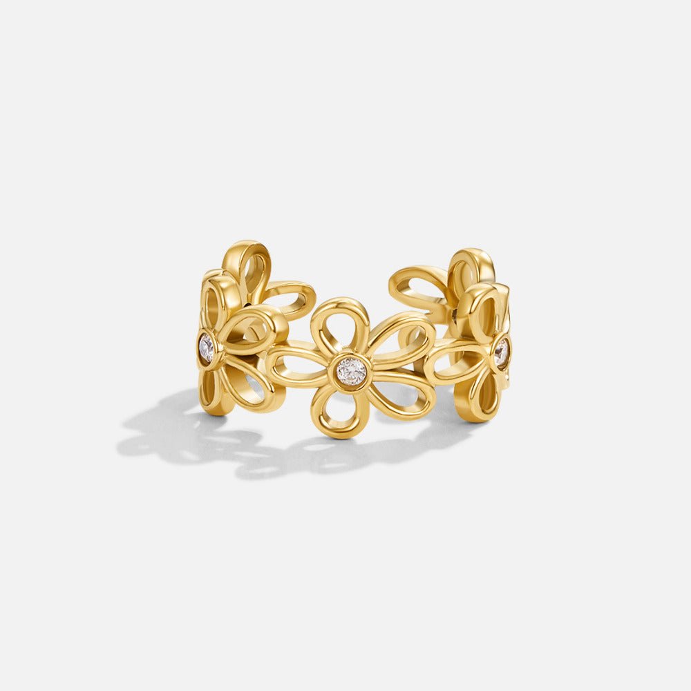 Anillo dorado infinito sauvages flores