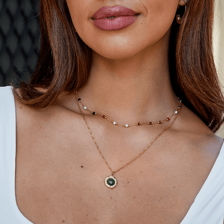 Collar medalla de aventurina verde