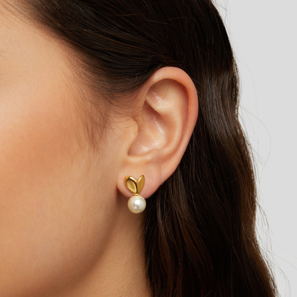 Pendientes corazón y perla