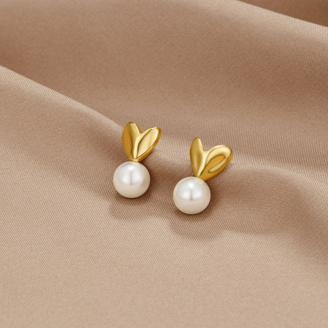 Pendientes corazón y perla