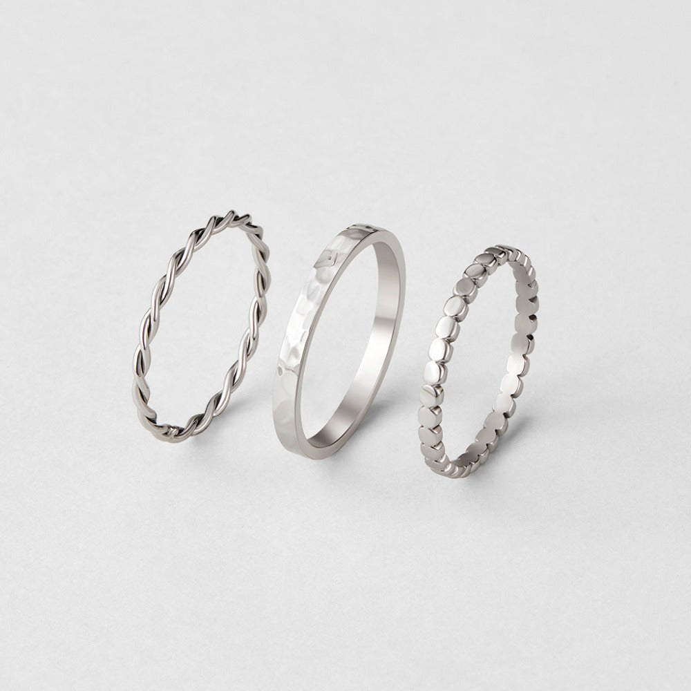 Anillo Hella plateado apilado