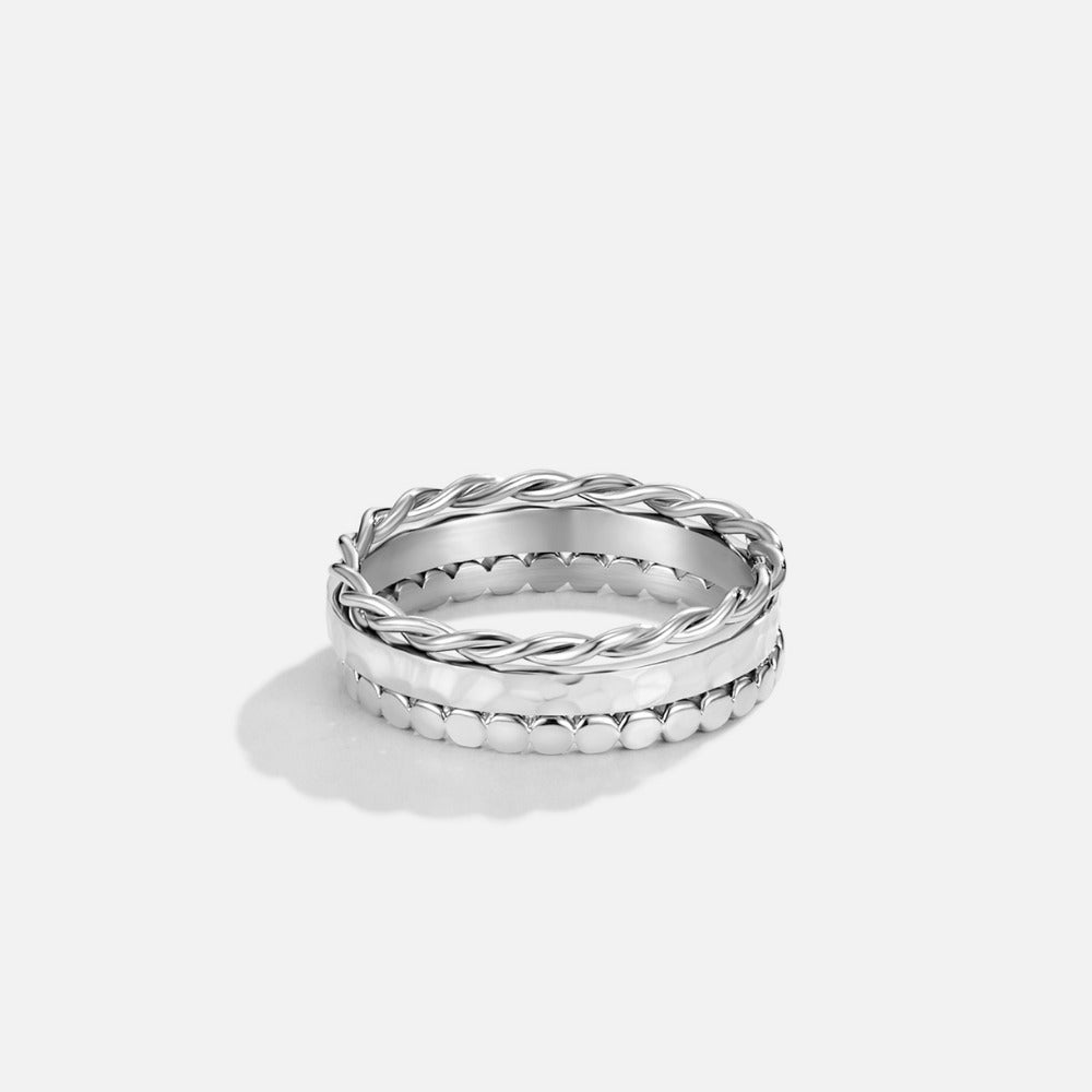 Anillo Hella plateado apilado