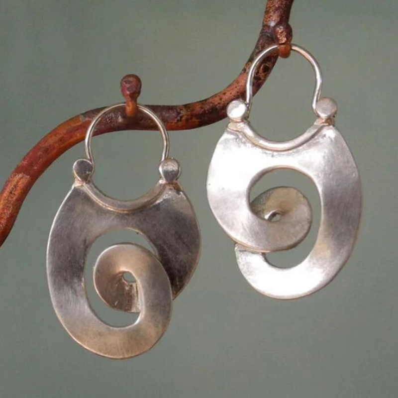 Pendientes vintage plateados spirales