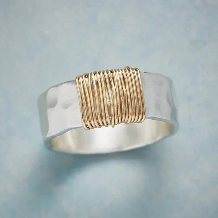 Anillo vintage dorado plateado