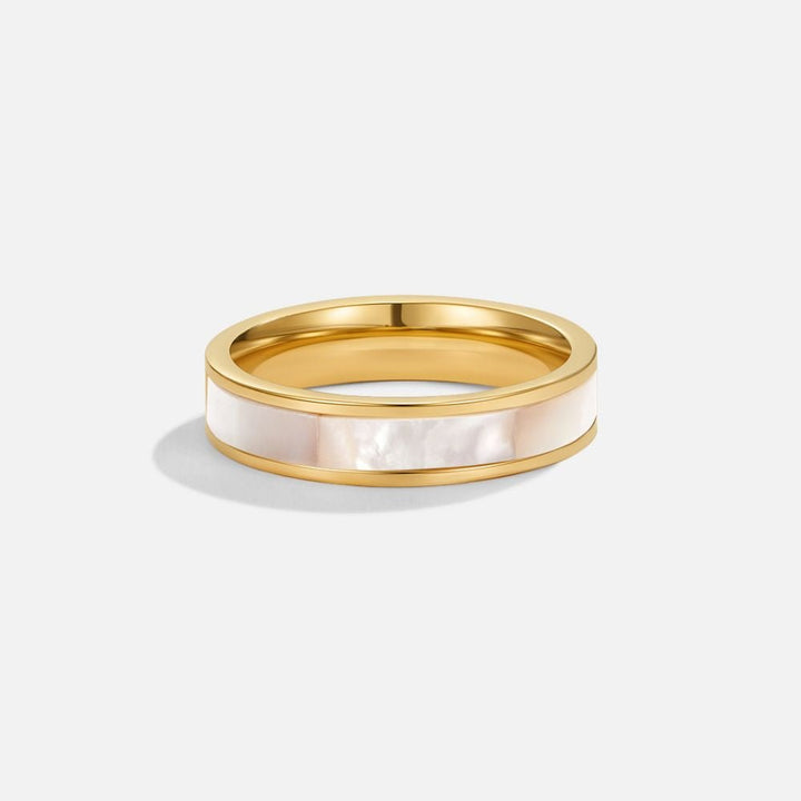 Anillo marfil perlas dorado