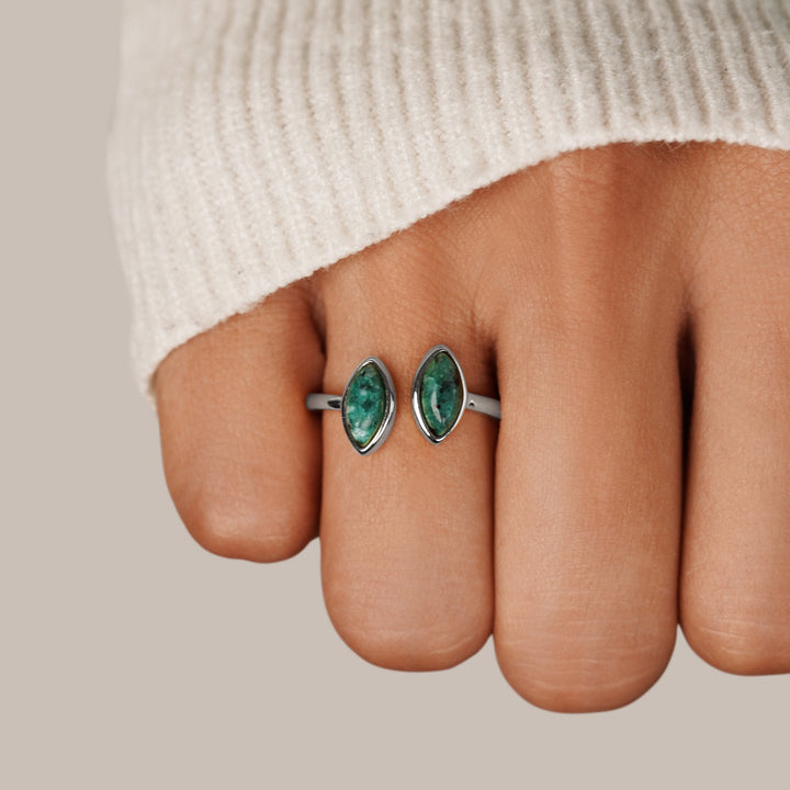 Anillo plateado jade verde