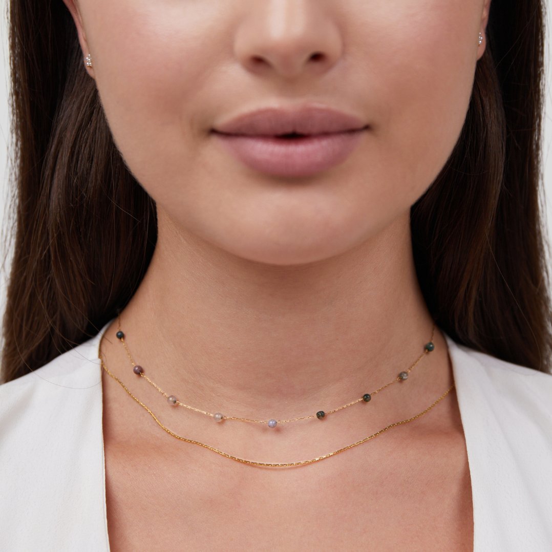 Collar dorado multicapa Alana con piedras