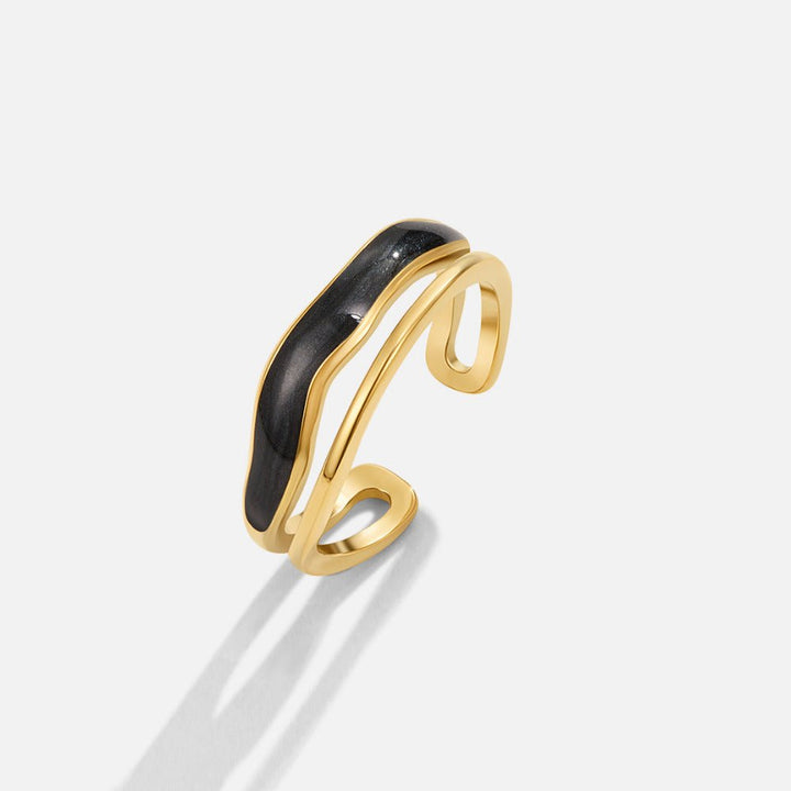 Anillo texturizado negro Sahara dorado