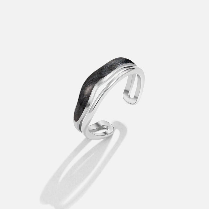 Anillo multifila negro Sahara plateado