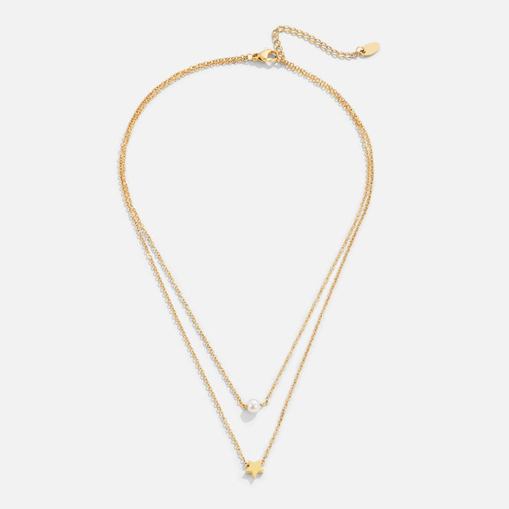Collar dorado multicapa Estrella y Perlas