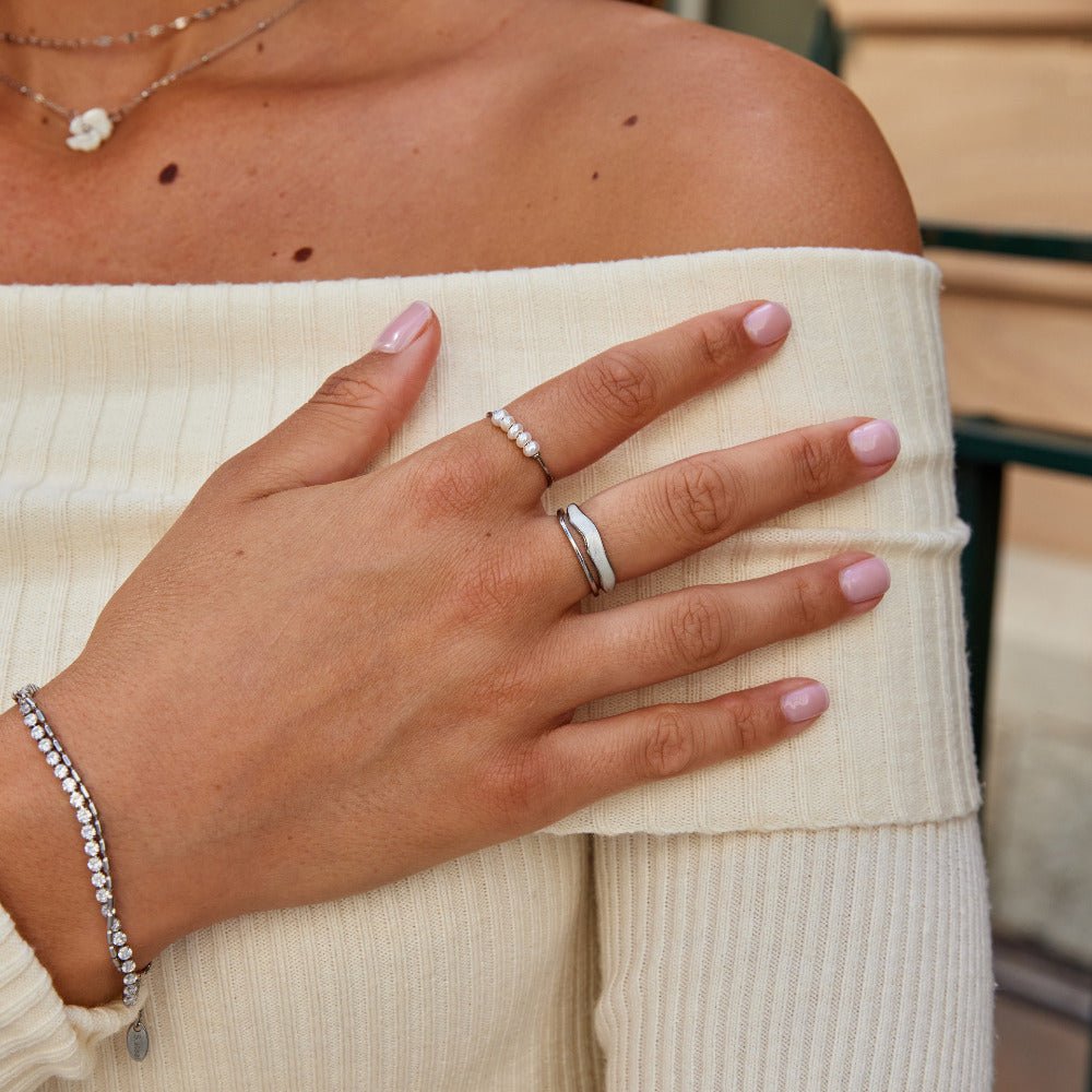 Anillo texturizado plateado Sahara