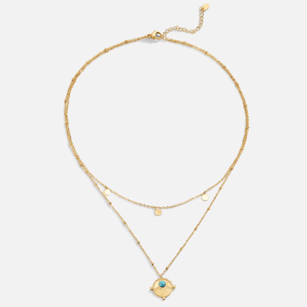 Collar multicapa turquesa