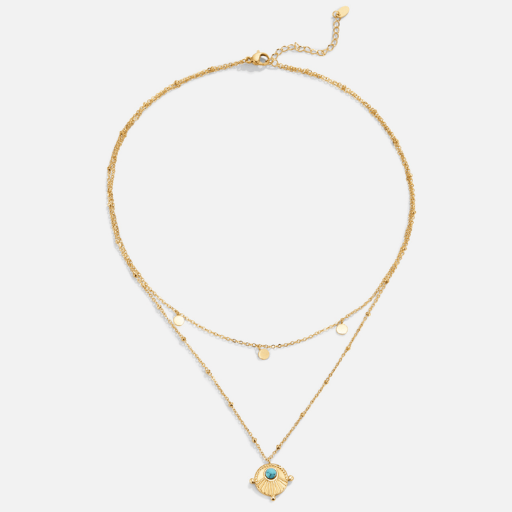 Collar multicapa turquesa