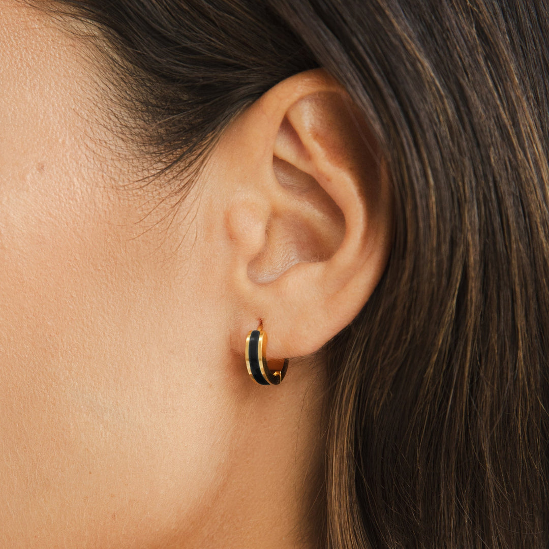 Pendientes de aro negros Leigh