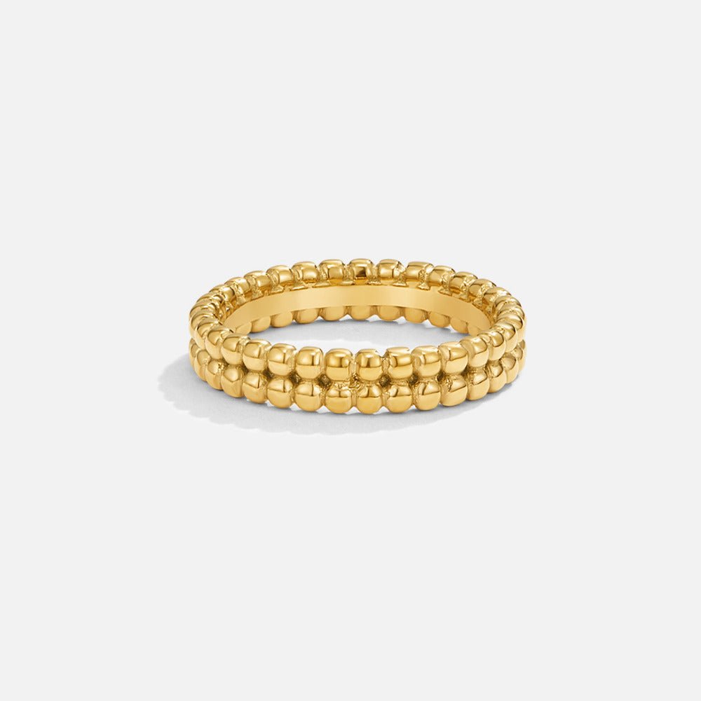 Anillo dorado Leon perlas