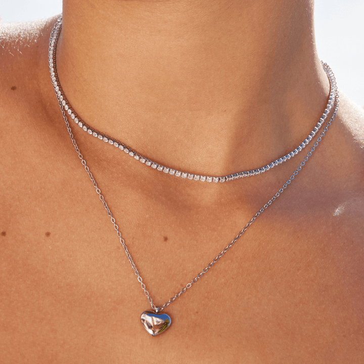 Collar plateado de cristal Cordelia