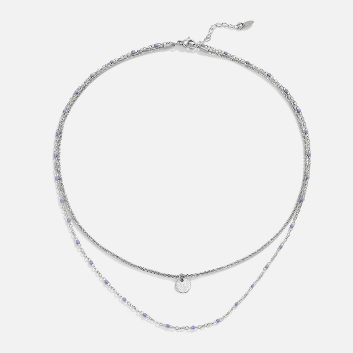 Collar plateado multicapa Lia con medallón