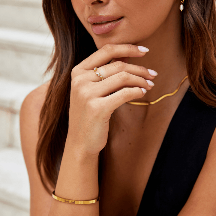Anillo enredadera Lily cristal dorado