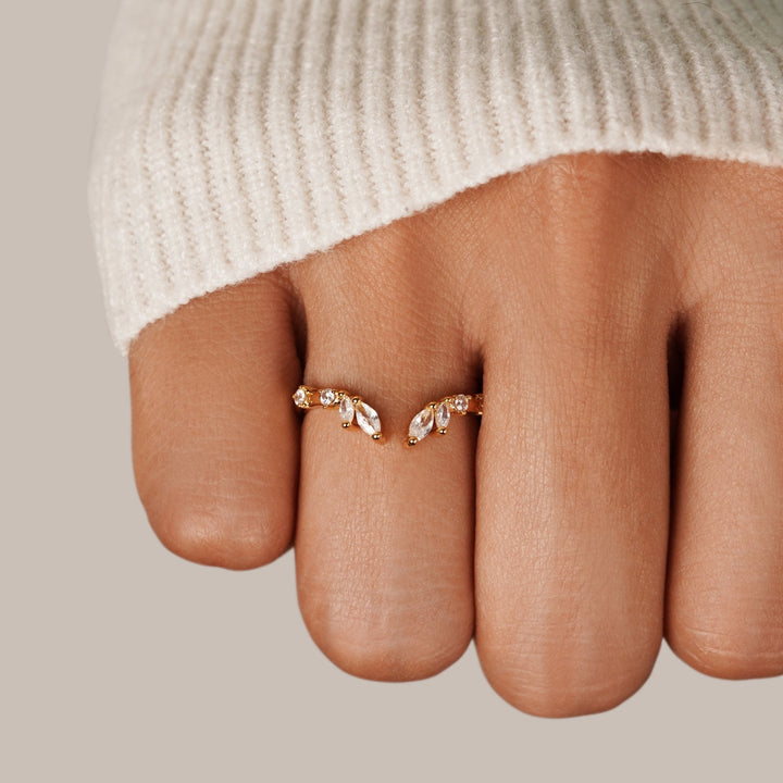Anillo enredadera Lily cristal dorado