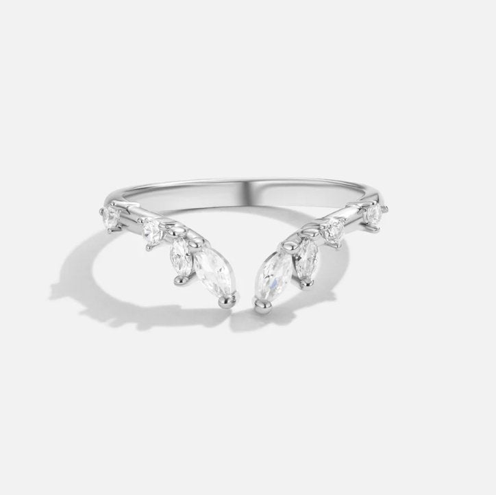 Anillo Lily cristal plateado enredadera