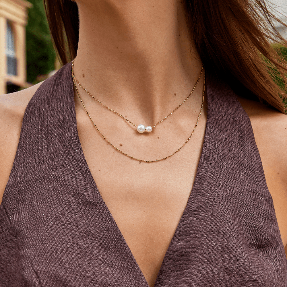 Collar Louise con doble colgante de perla