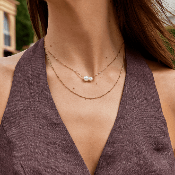 Collar Louise con doble colgante de perla