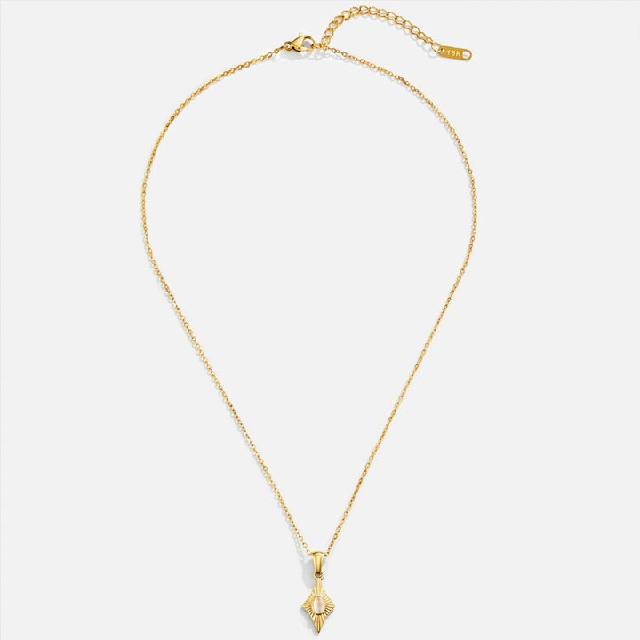 Collar dorado Luna con ópalo blanco
