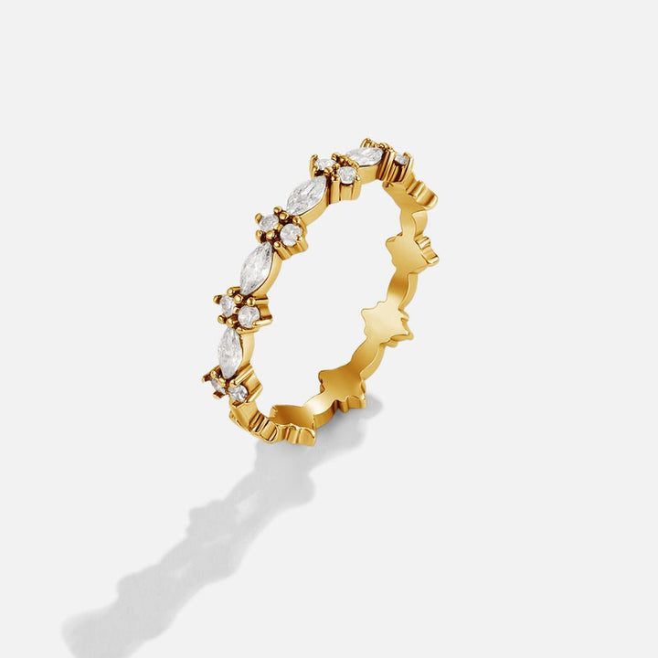 Anillo élégante cristal dorado