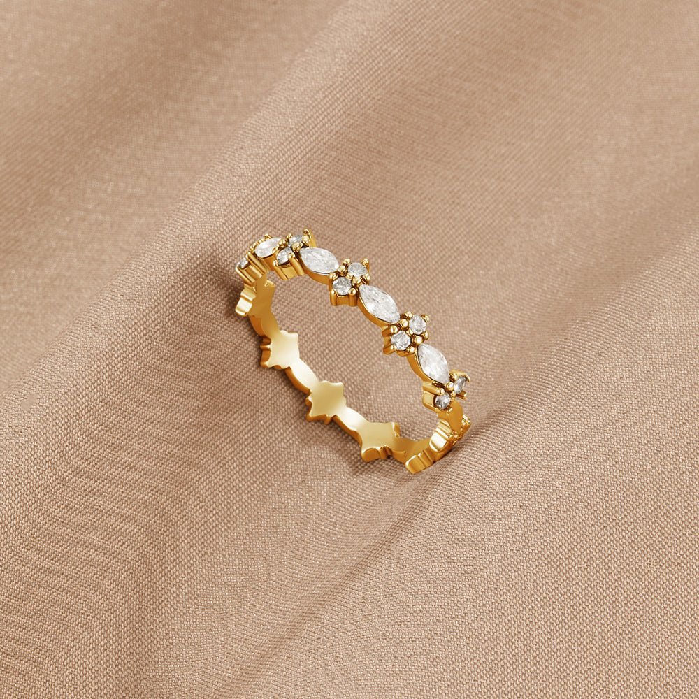 Anillo élégante cristal dorado