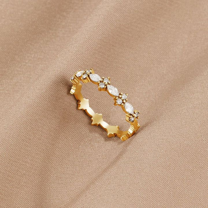 Anillo élégante cristal dorado